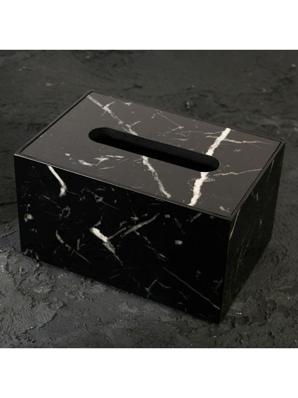 Держатель для салфеток из акрила, цвет черный мрамор