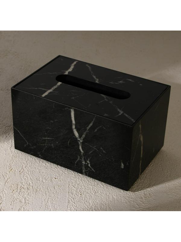 Держатель для салфеток из акрила, цвет черный мрамор