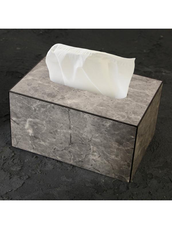 Держатель для салфеток из акрила, серый мрамор