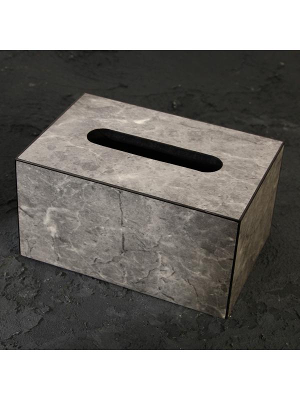 Держатель для салфеток из акрила, серый мрамор