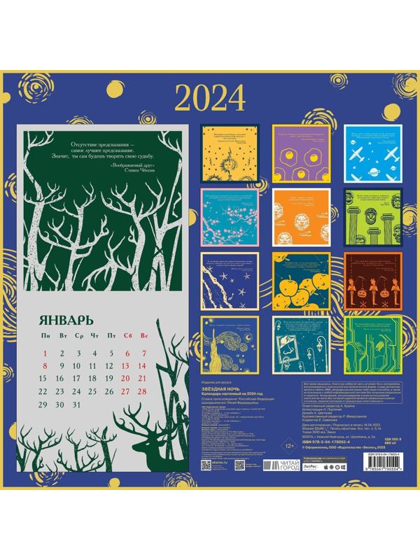 Звездная ночь. Календарь настенный на 2024 год, 30х30 см