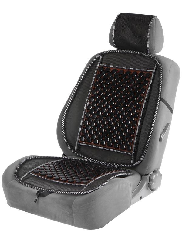 Накидка-массажер на сидение Nova Bright, с подголовником, черная, 132 х 52 см