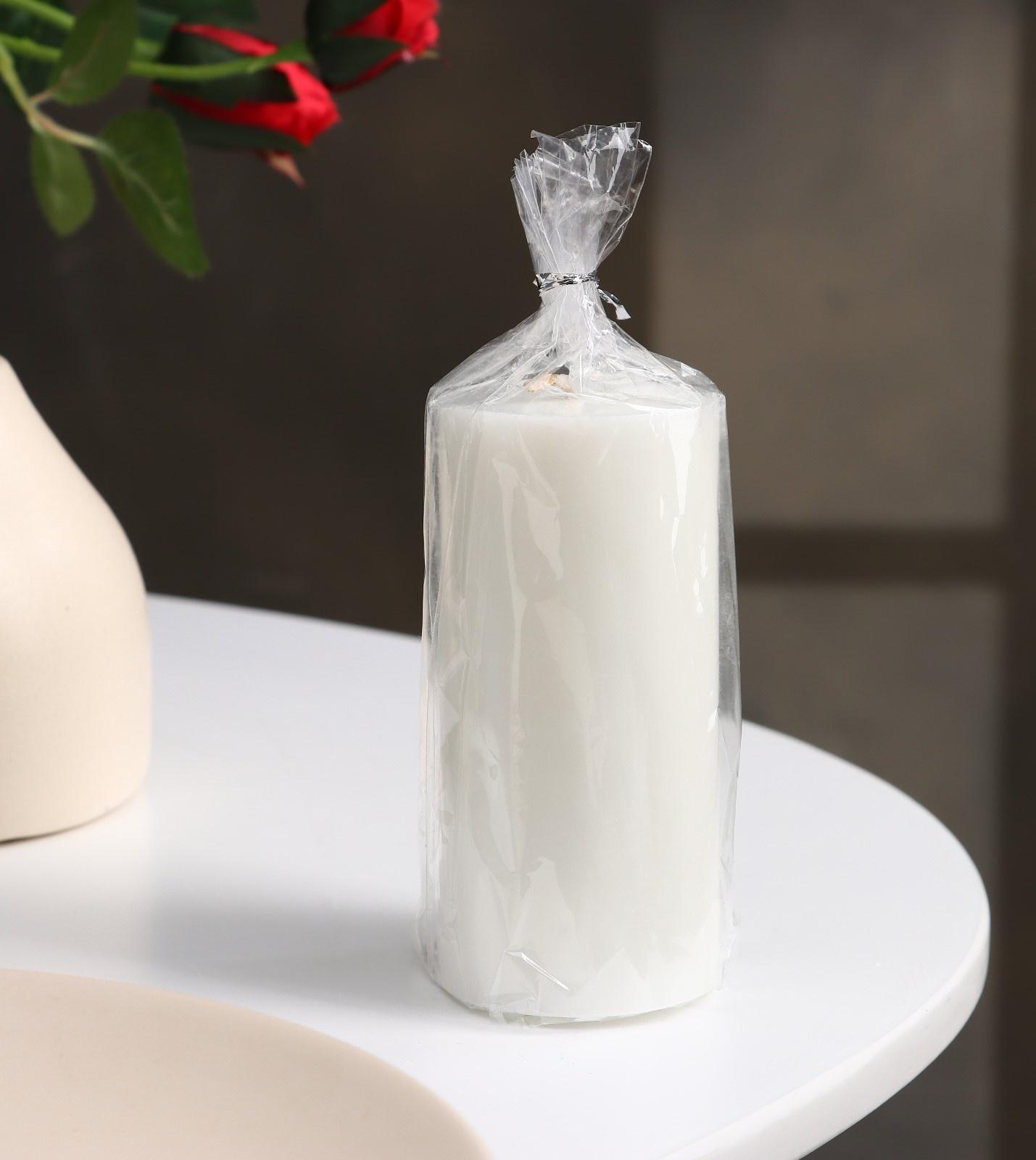 Свеча-цилиндр гладкая,5х10 см, пальмовый воск, белая, 6 ч