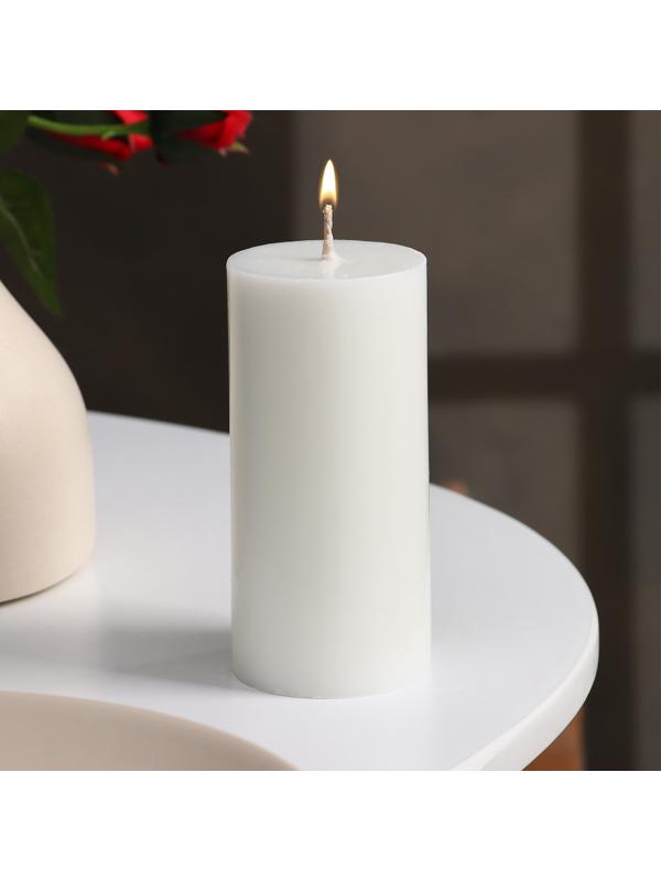 Свеча-цилиндр гладкая,5х10 см, пальмовый воск, белая, 6 ч