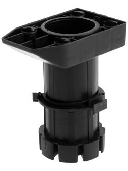 Опора пластиковая ТУНДРА, регулируемая d=40, H=100-140 мм, с клипсой, черная, набор 4 шт