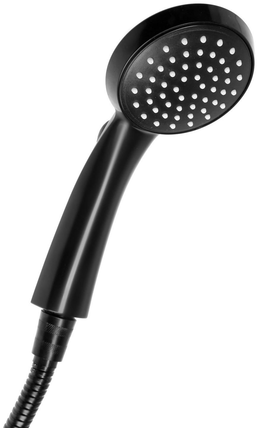 Набор для душа ZEIN Z2707, шланг 150 см, гайки металл, втулка латунь, лейка 1 режим, черный 941765