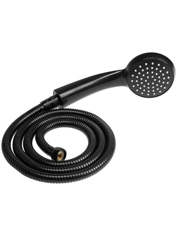 Набор для душа ZEIN Z2707, шланг 150 см, гайки металл, втулка латунь, лейка 1 режим, черный 941765