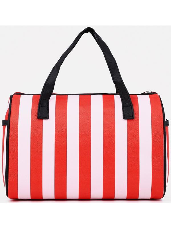 Сумка спортивная на молнии, 2 наружных кармана, длинный ремень, цвет красный/белый