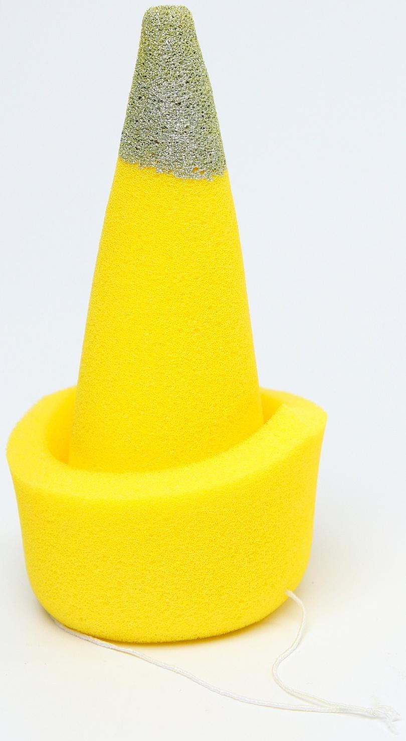 Карнавальный колпак «Клоун» на резинке, жёлтый, поролон