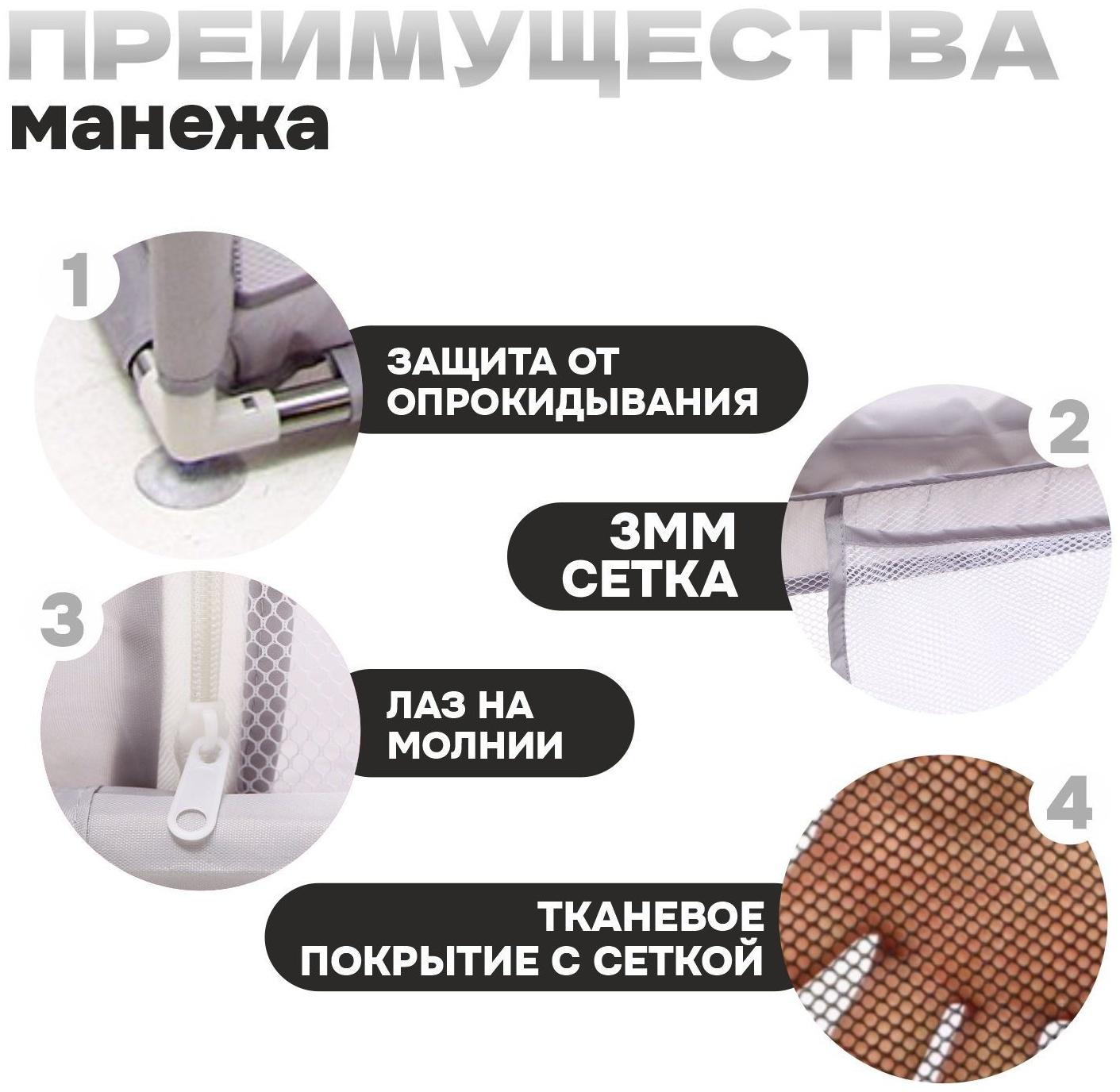 Манеж детский «Серый», 150х150х68 см