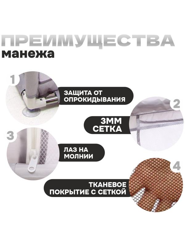 Манеж детский «Серый», 150х150х68 см