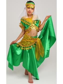Карнавальный костюм «Восточная красавица. Азиза», цвет зелёно-жёлтый, р. 32, рост 122-128 см