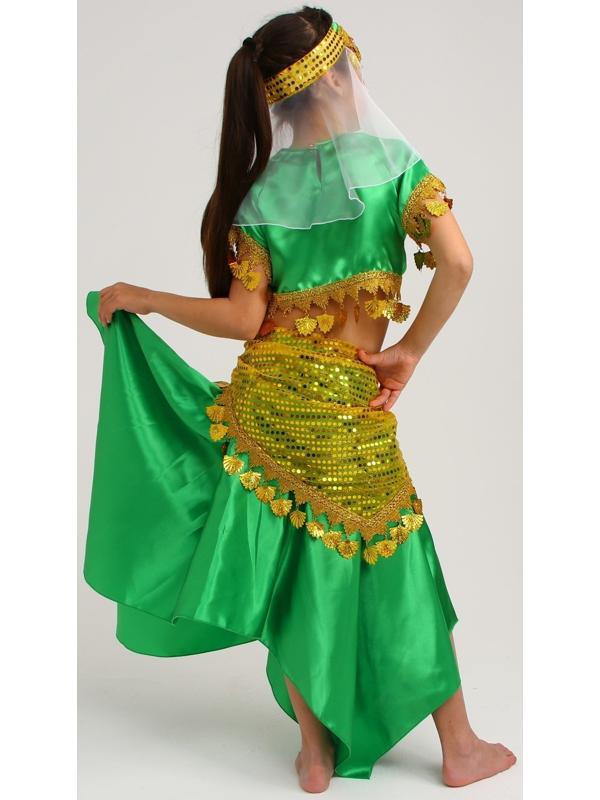 Карнавальный костюм «Восточная красавица. Азиза», цвет зелёно-жёлтый, р. 32, рост 122-128 см