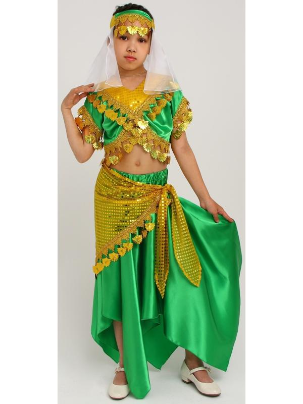 Карнавальный костюм «Восточная красавица. Азиза», цвет зелёно-жёлтый, р. 32, рост 122-128 см
