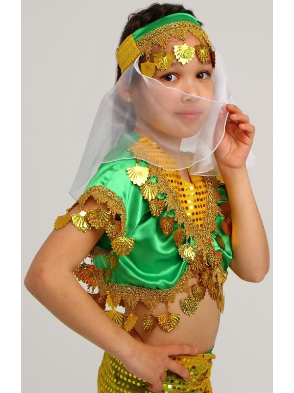 Карнавальный костюм «Восточная красавица. Азиза», цвет зелёно-жёлтый, р. 32, рост 122-128 см