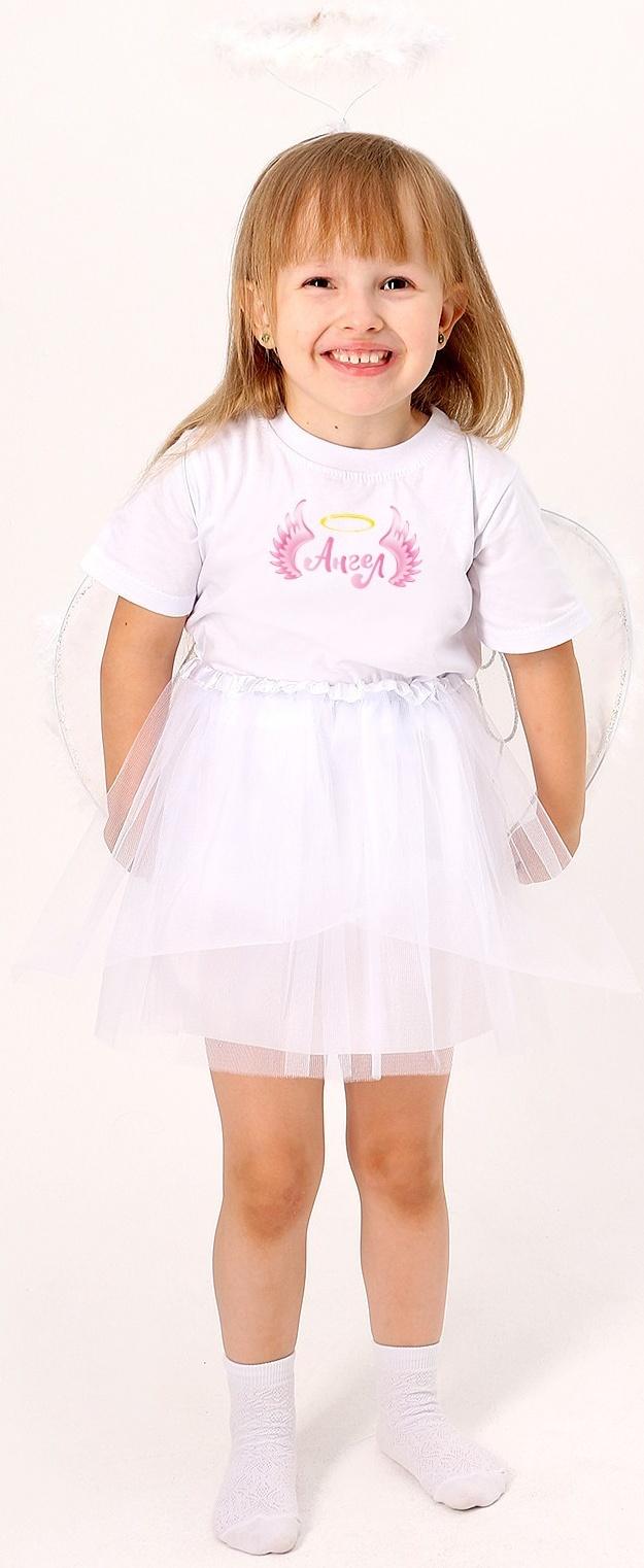 Карнавальный набор «Ангелочек»: футболка, юбка, крылья, ободок, термонаклейка, рост 98–110 см