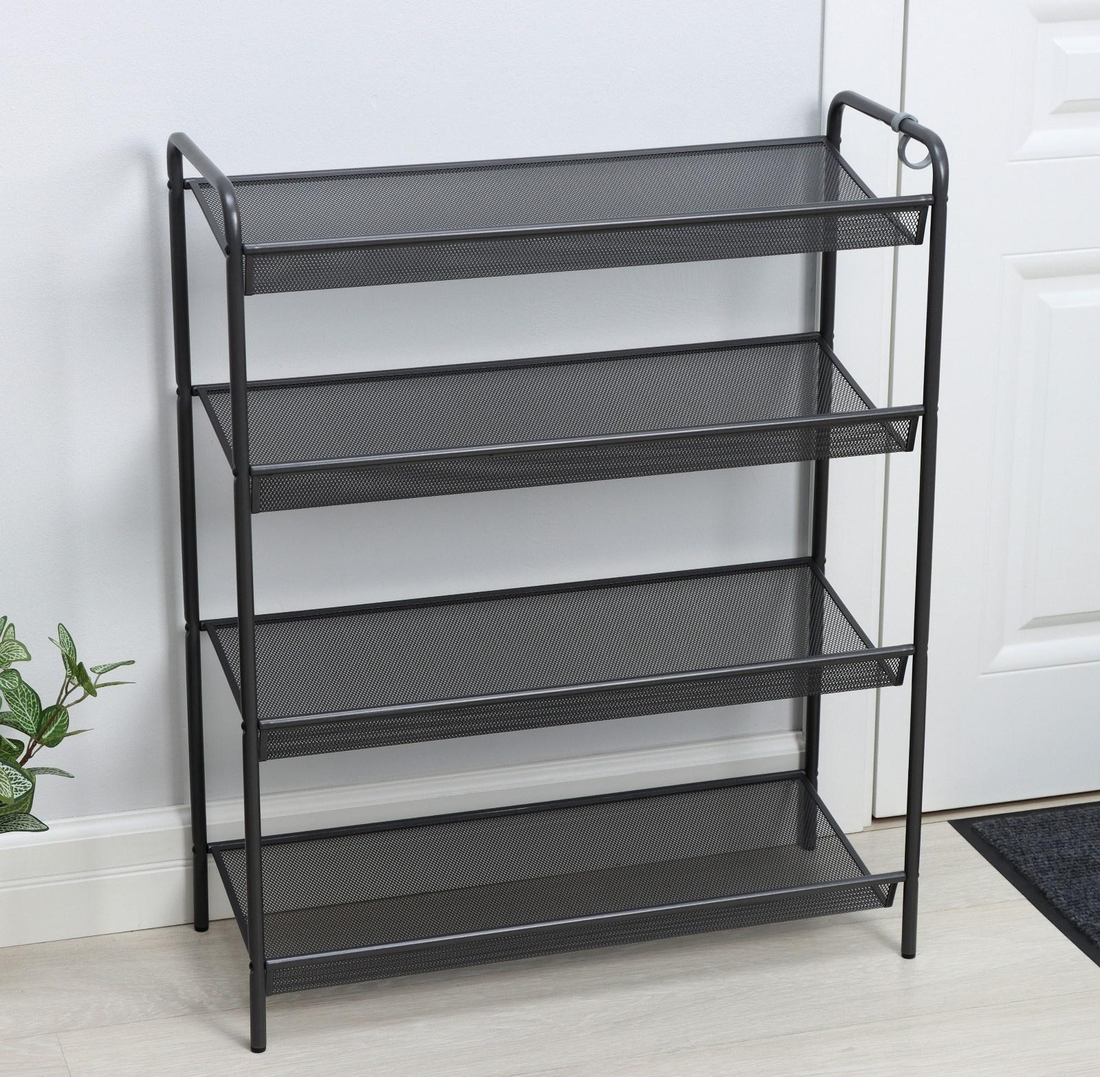 Подставка для обуви «Женева 24», 4 яруса, 65×26×79,5 см, цвет графит