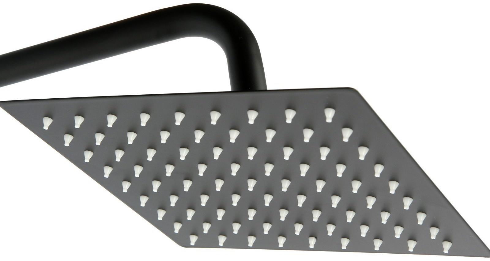 Душевая система ZEIN ZS-65BL, смеситель, троп. и ручная лейка квадрат, нерж. сталь, черный