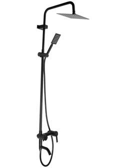 Душевая система ZEIN ZS-65BL, смеситель, троп. и ручная лейка квадрат, нерж. сталь, черный