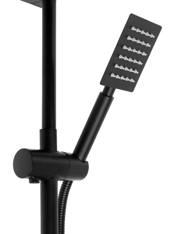Душевая система ZEIN ZS-65BL, смеситель, троп. и ручная лейка квадрат, нерж. сталь, черный
