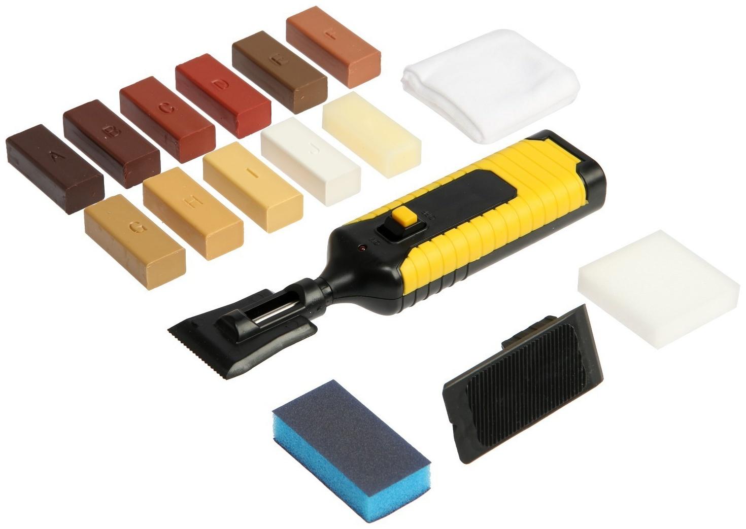 Набор для ремонта ламината и мебели ТУНДРА, с восковыми блоками, 17 предметов