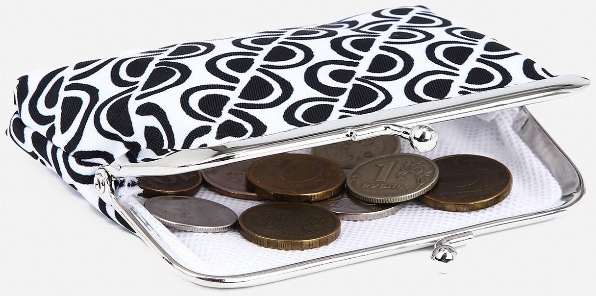 Кошелёк на фермуаре, цвет белый/чёрный