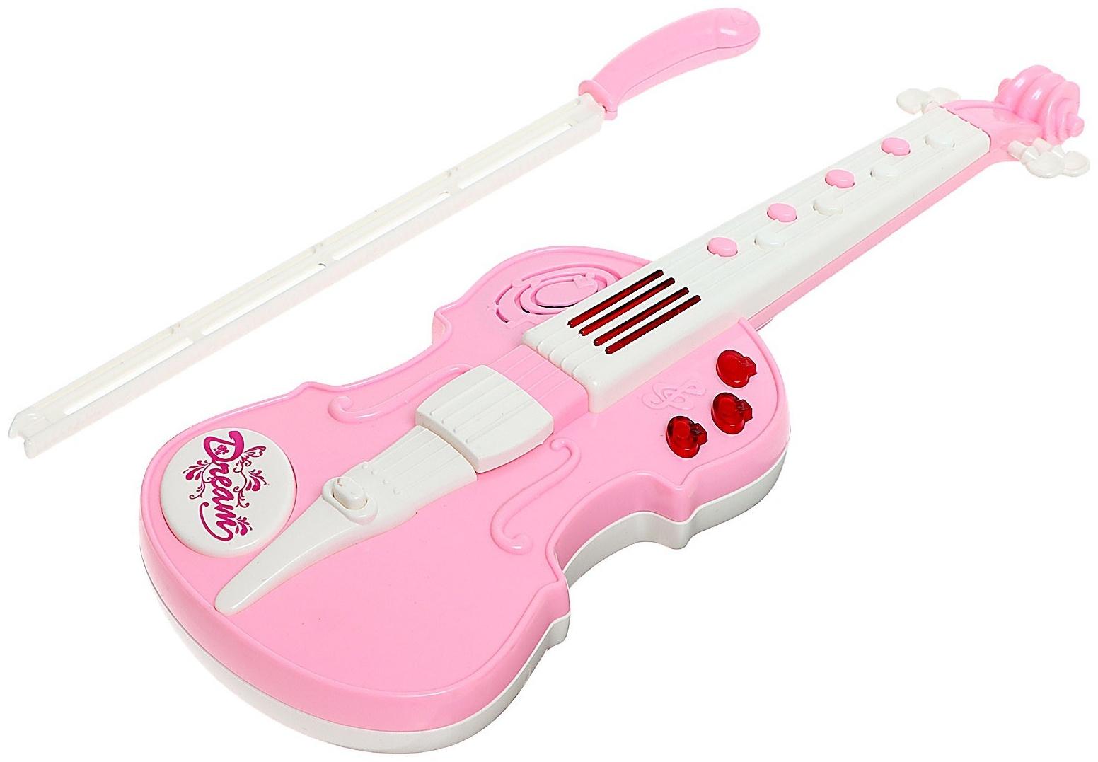 Игрушка музыкальная «Скрипка», световые и звуковые эффекты, цвет розовый