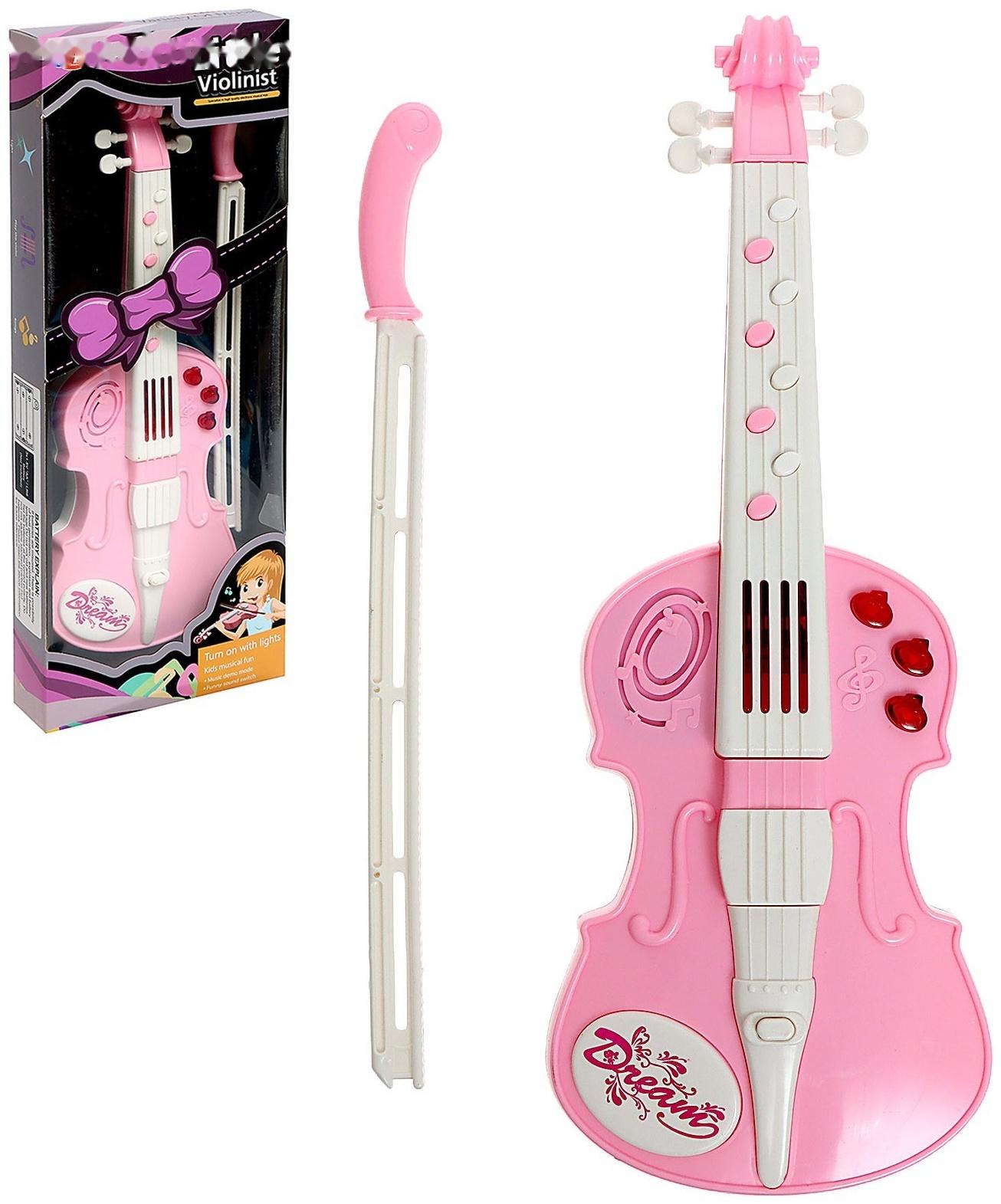 Игрушка музыкальная «Скрипка», световые и звуковые эффекты, цвет розовый