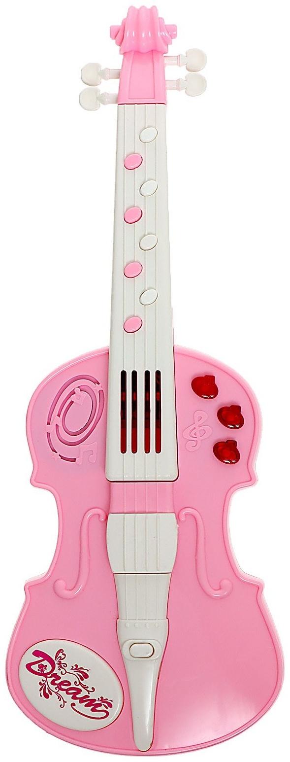Игрушка музыкальная «Скрипка», световые и звуковые эффекты, цвет розовый