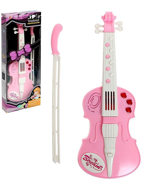 Игрушка музыкальная «Скрипка», световые и звуковые эффекты, цвет розовый