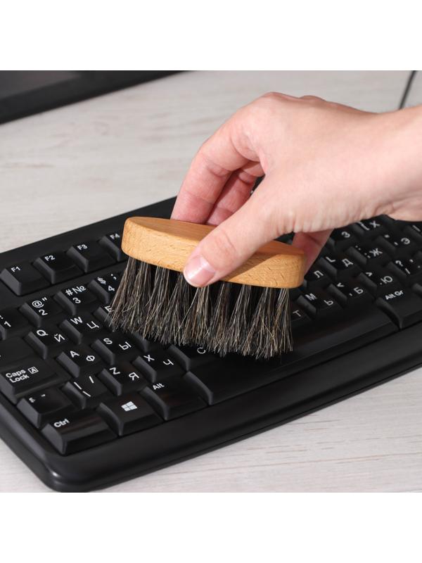 Щётка для клавиатуры компьютера, 8,5×3×1,6 см, 22 пучка, натуральный конский волос