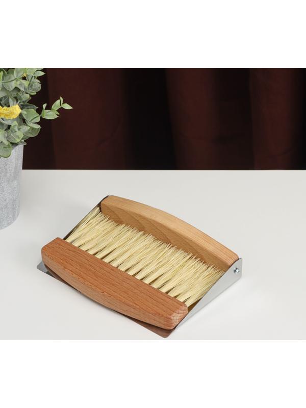 Набор для уборки: совок и щётка, 16×10,5×4 см, 16×4×1,6 см, 30 пучков, натуральный волос