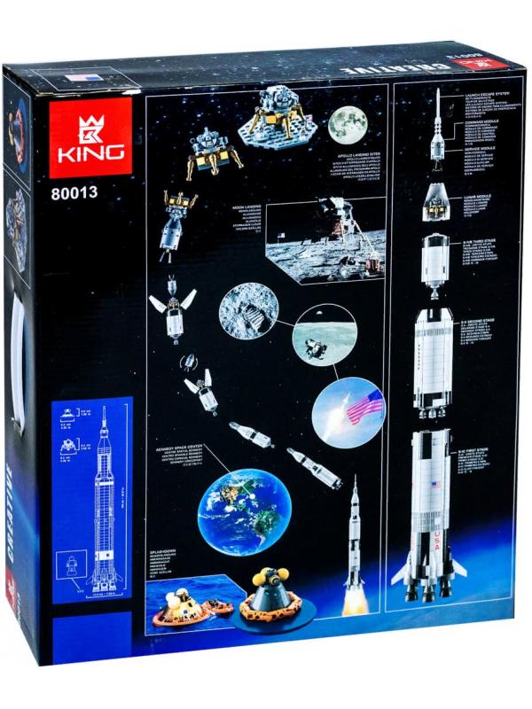 Конструктор KING «Ракета-носитель Сатурн-5 миссия Аполлон» 80013 (Ideas 21309) / 2009 деталей