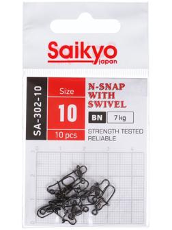 Вертлюг с застежкой Saikyo SA-302-10, 10 шт