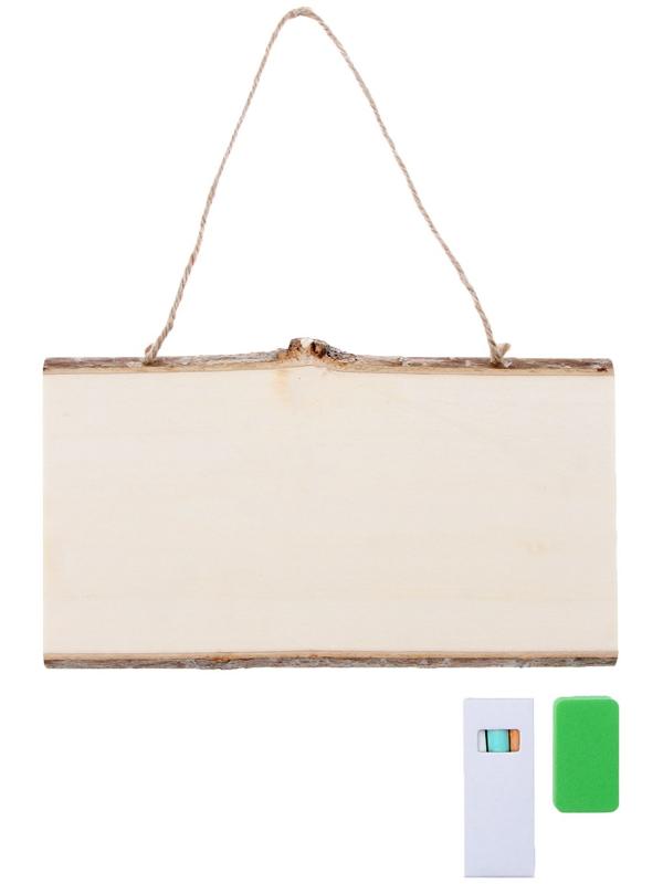 Доска деревянная для рисования и записей, 25 × 12 × 1 см, набор мелков + губка