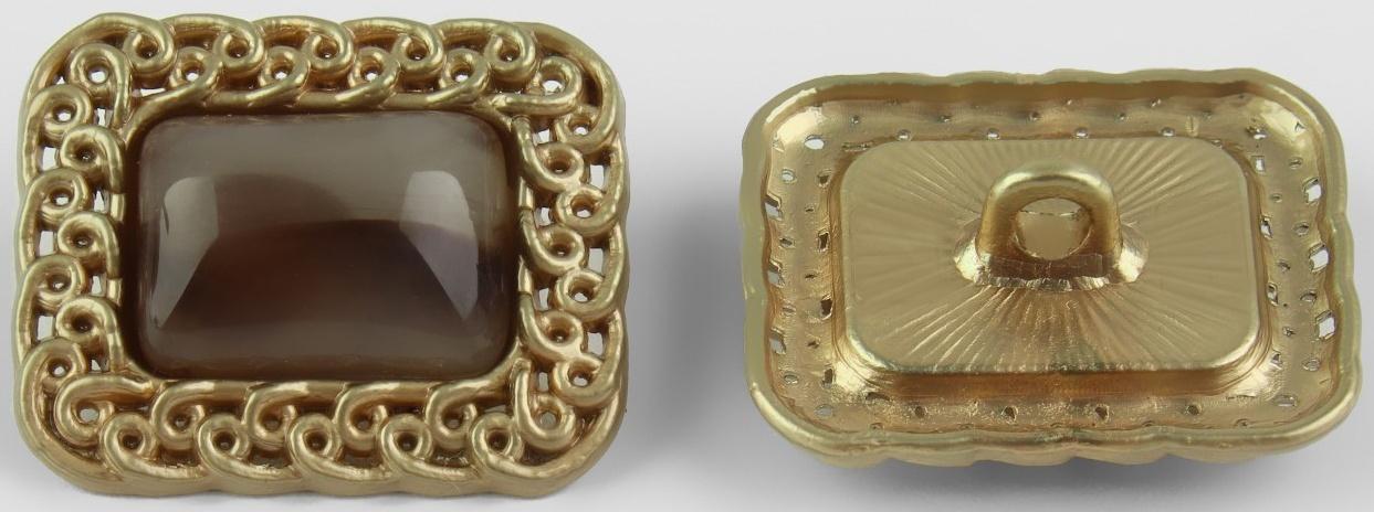 Набор металлических пуговиц на ножке, 18 × 21мм, 3 шт, цвет коричневый/золотой