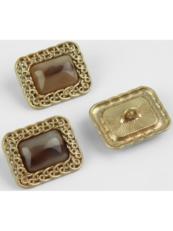 Набор металлических пуговиц на ножке, 18 × 21мм, 3 шт, цвет коричневый/золотой