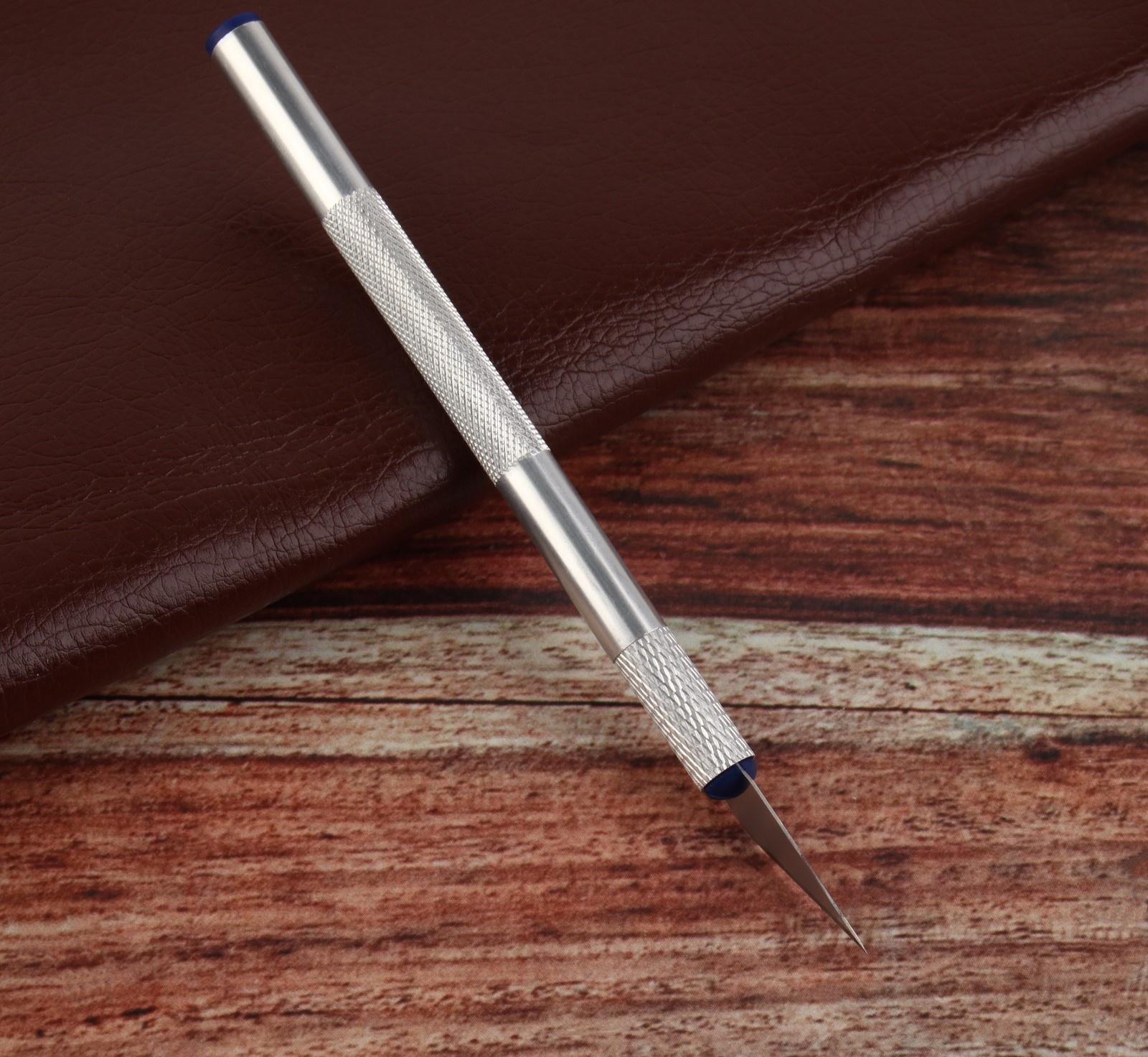 Нож макетный для работы с кожей, 14,5 × 0,8 см, цвет серебряный