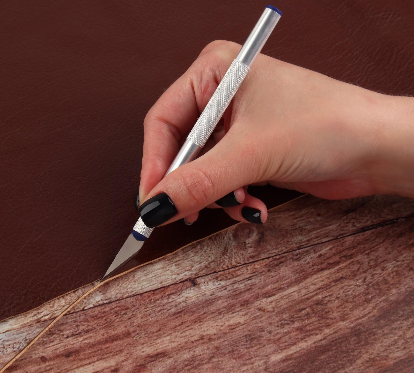 Нож макетный для работы с кожей, 14,5 × 0,8 см, цвет серебряный