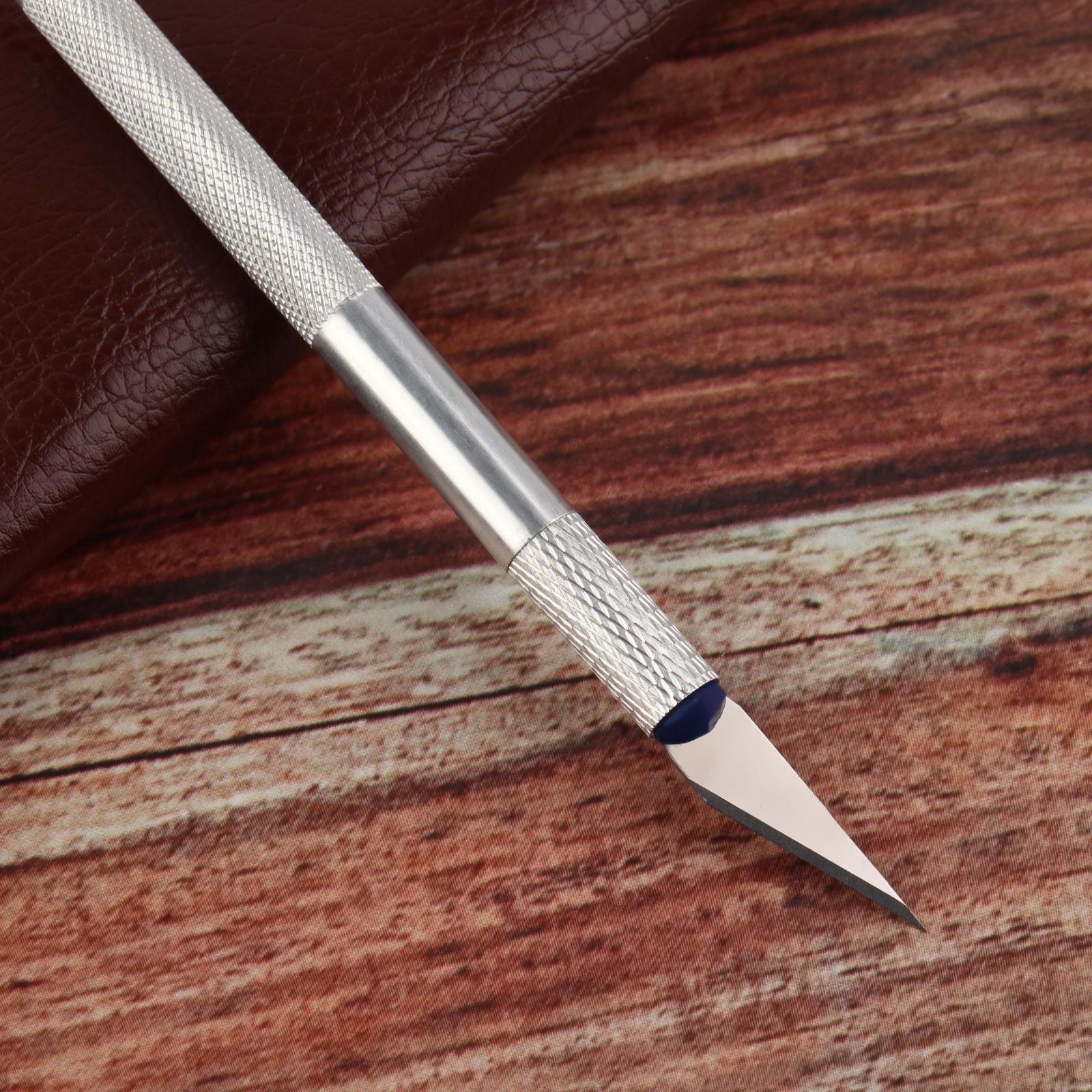 Нож макетный для работы с кожей, 14,5 × 0,8 см, цвет серебряный
