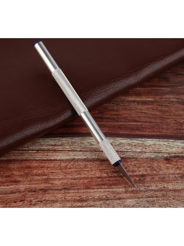 Нож макетный для работы с кожей, 14,5 × 0,8 см, цвет серебряный