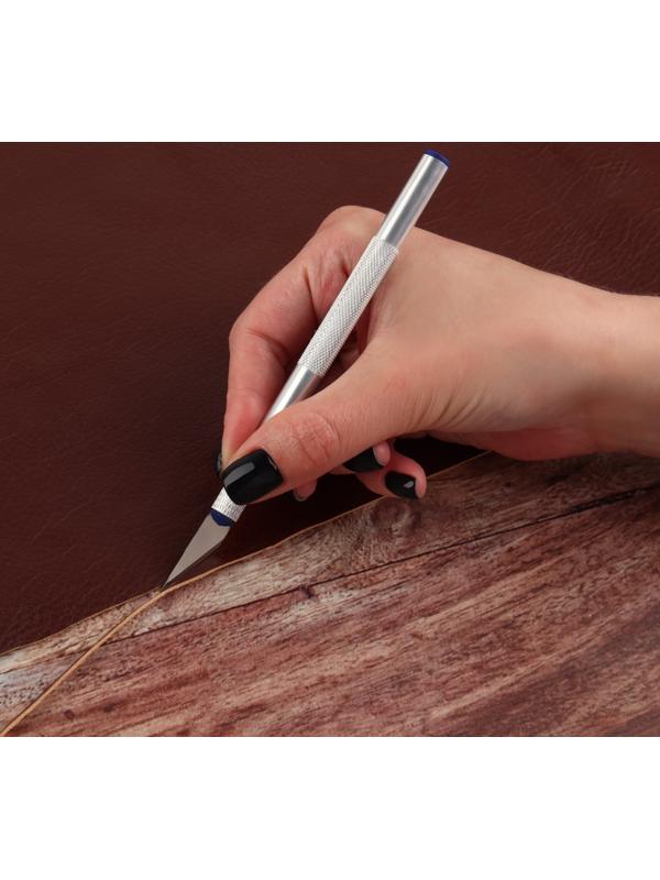 Нож макетный для работы с кожей, 14,5 × 0,8 см, цвет серебряный