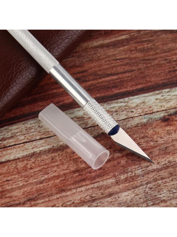 Нож макетный для работы с кожей, 14,5 × 0,8 см, цвет серебряный