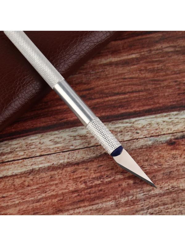 Нож макетный для работы с кожей, 14,5 × 0,8 см, цвет серебряный