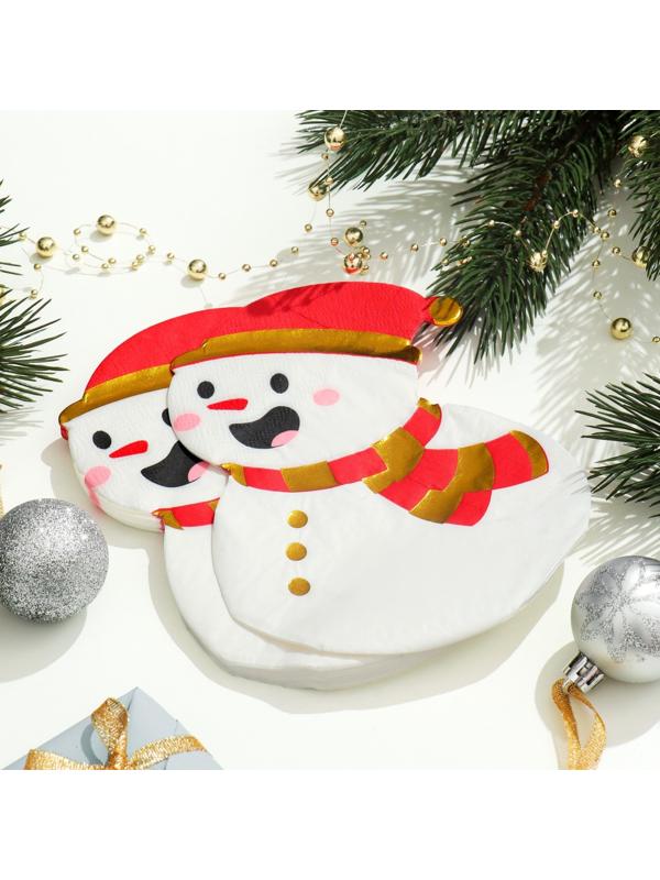 Салфетки бумажные фигурные «Снеговик», 2 слоя, 20 листов