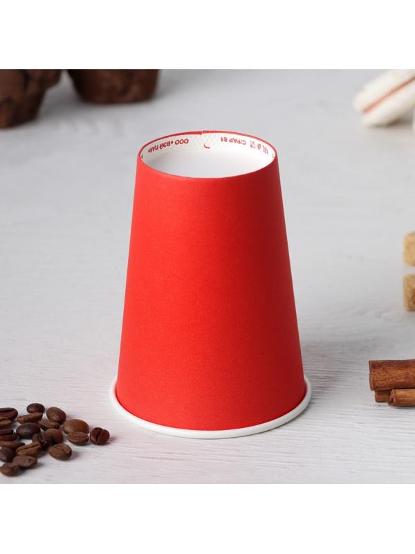 Стакан бумажный одноразовый «Классик», 350 мл, d=9 см, цвет красный, 50 шт/уп