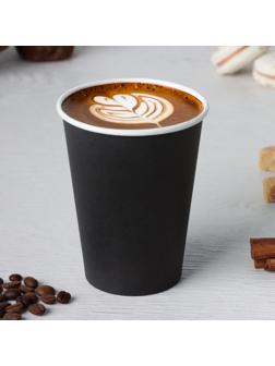 Стакан бумажный одноразовый «Классик», 350 мл, d=9 см, цвет чёрный, 50 шт/уп