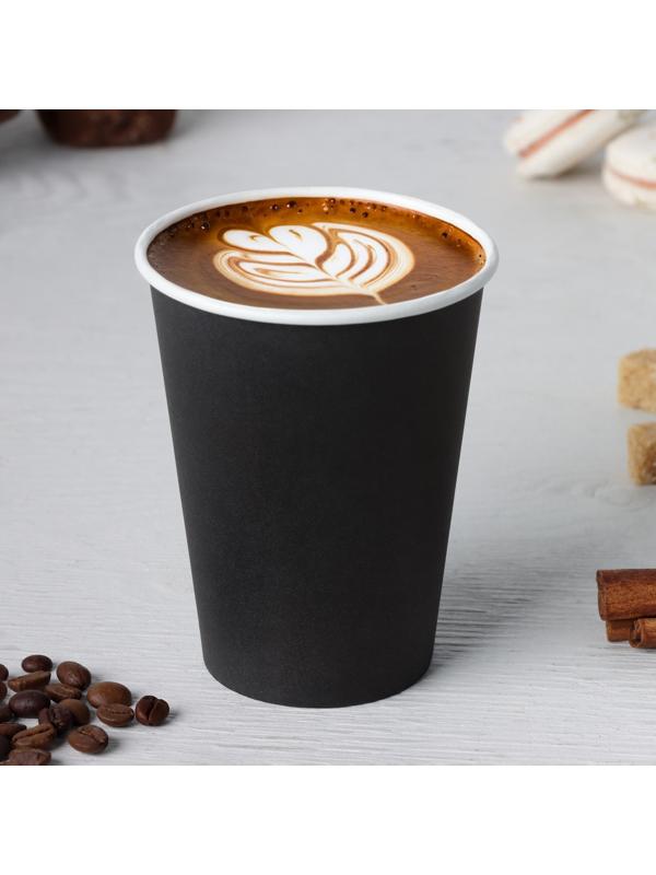 Стакан бумажный одноразовый «Классик», 350 мл, d=9 см, цвет чёрный, 50 шт/уп