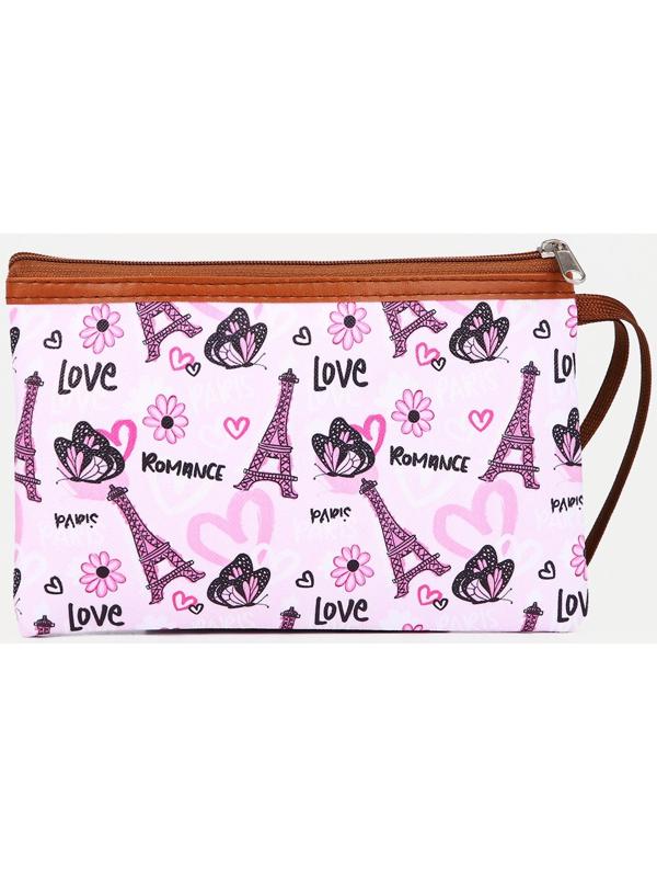 Косметичка на молнии, наружный карман, цвет розовый