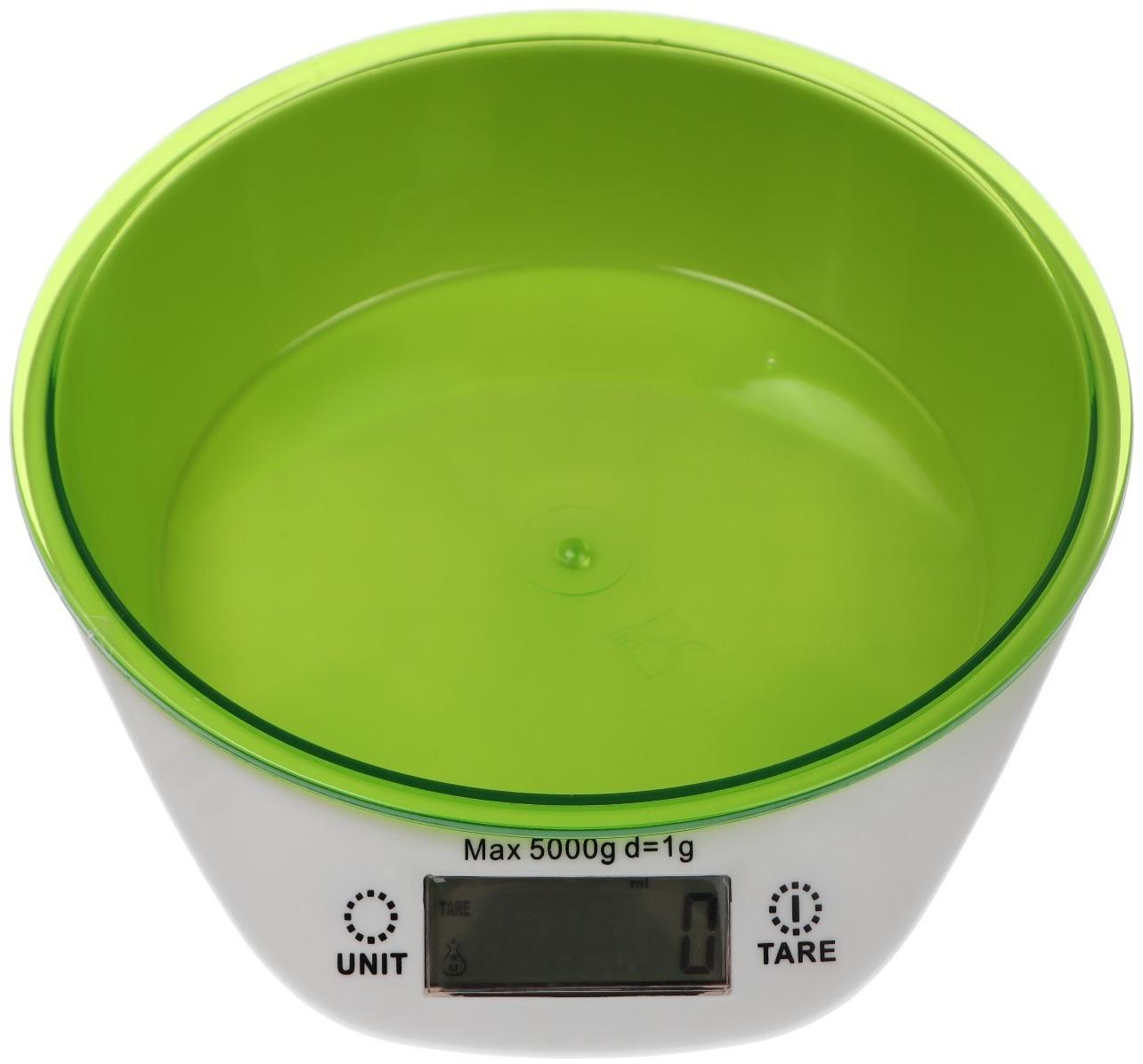 Весы кухонные Luzon LKVB-501, электронные, до 5 кг, чаша 1.3 л, зеленые